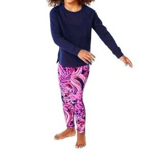 Lilly Pulitzer Mini Weekender Luxletic Legging, navy & hot pink, girls size XL